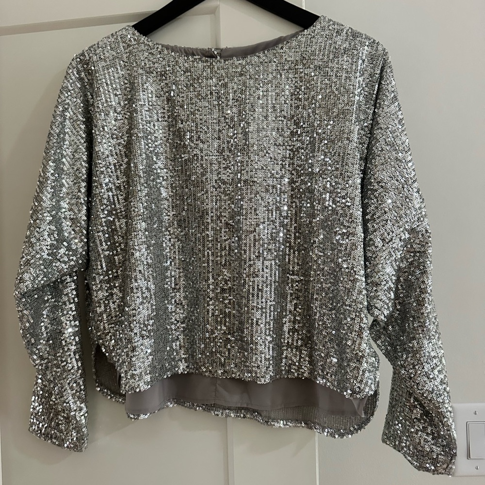 Emerson Fry Silver Sequin Sweatshirt